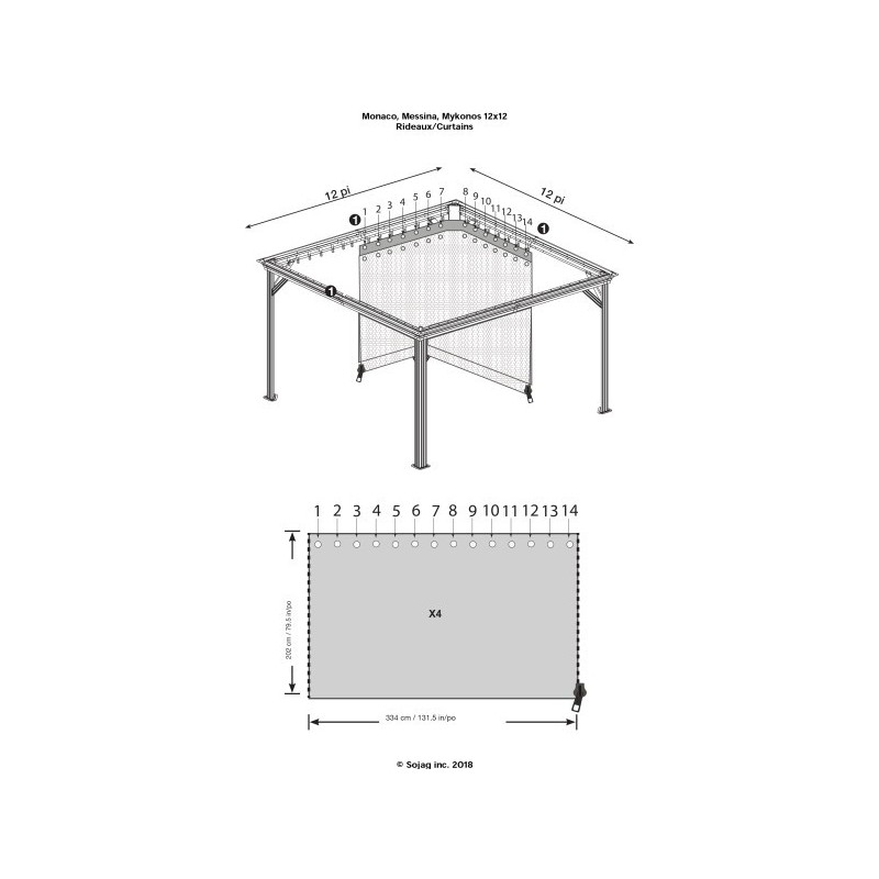 Sojag Curtains for Mykonos 12x12 - Gray (135-9163827)