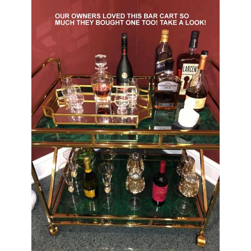 Safavieh Kehlani 2 Shelf Bar Cart - Jade/Gold - Owners Favorite!