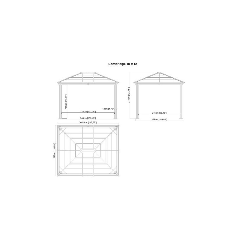 Sojag 10x12 Cambridge Gazebo Kit - Dark Gray (500-9161267)