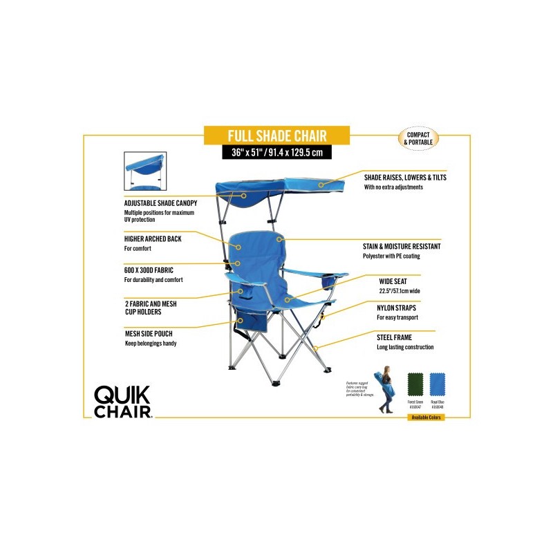 Quik Shade Full Size Shade Folding Chair - Royal Blue (160048DS)