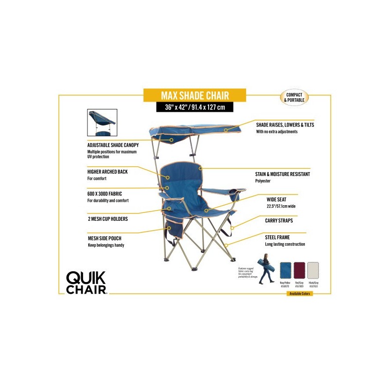Quik Shade Max Shade Folding Chair - Navy (160070DS)