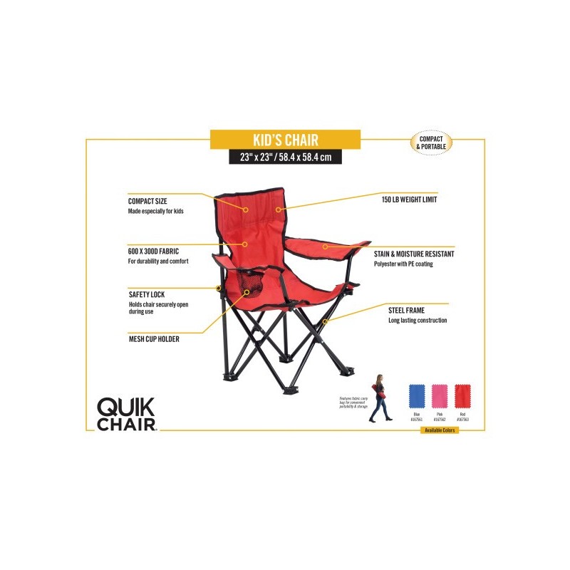 Quik Shade Kids Folding Chair - Red (167563DS)