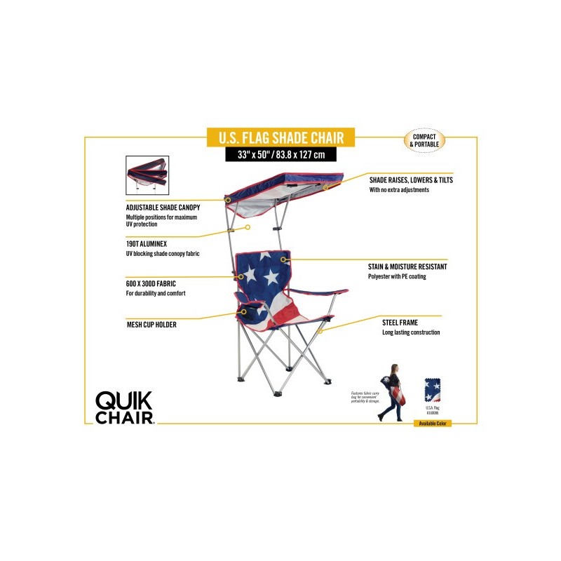 Quik Shade US Flag Shade Folding Chair (160086DS)