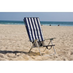 Quik Shade Beach Recliner Shade Folding Chair - Navy / White (142038DS)