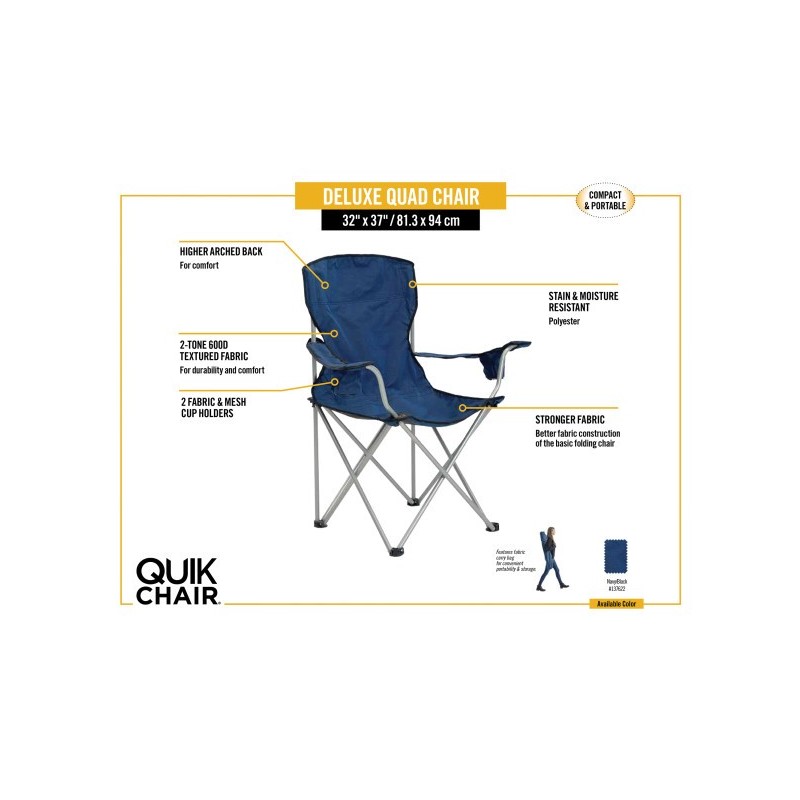 Quik Shade Deluxe Quad Folding Chair - Navy/Black (137622DS)