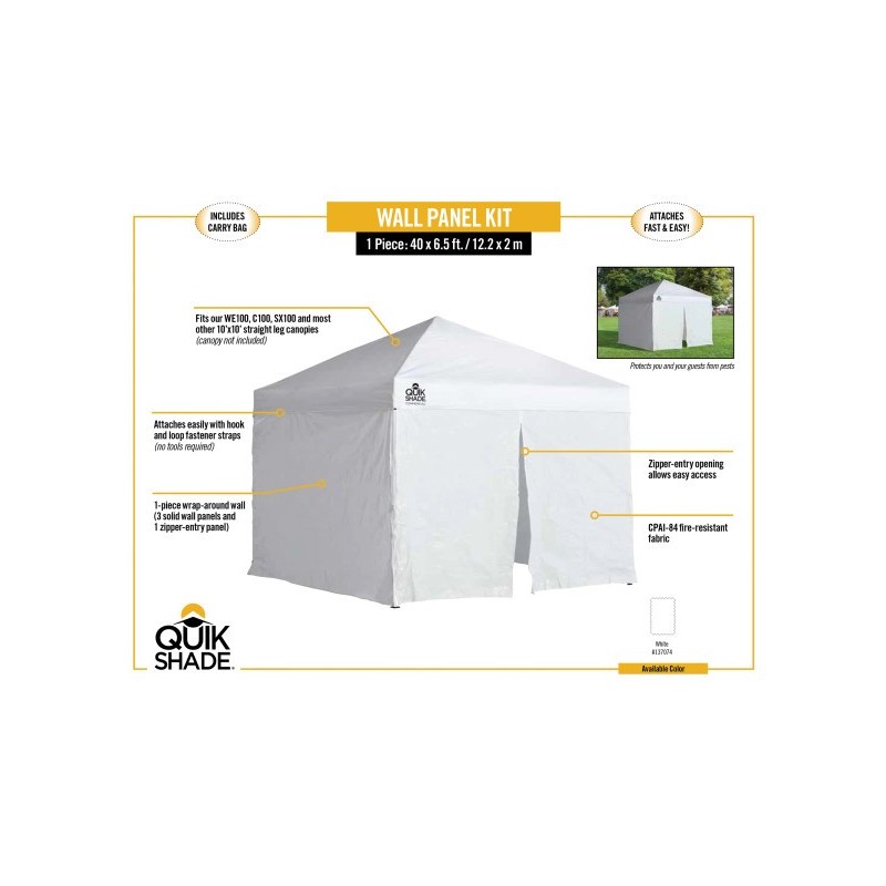 Quik Shade Wall Panel Kit for WE100/C100/SX100 Canopies - White (137074DS)