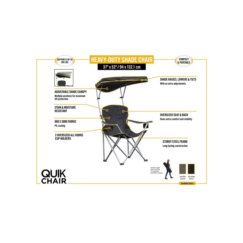 Quik Shade Heavy Duty Max Shade Folding Chair - Black (167571DS)