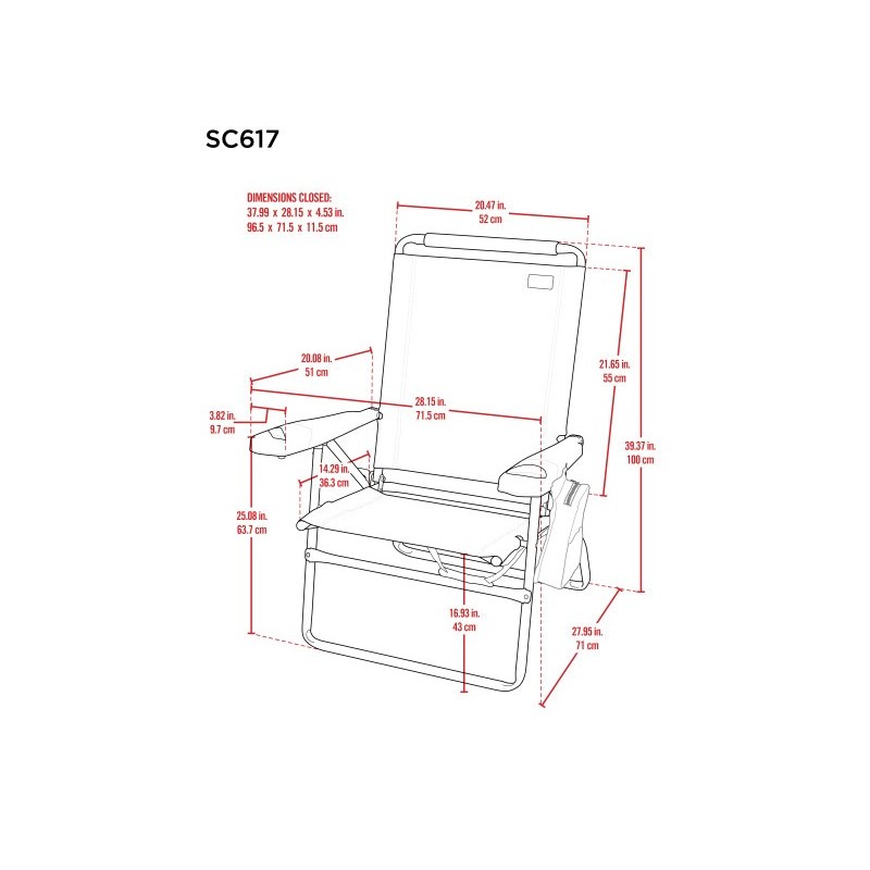 Rio Gear 4-Position 17" Seat Height Beach Chair - Turquoise (SC617-72-1)