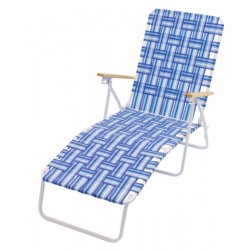 Rio Folding Web Chaise Lounge- Blue and White (BY405-0128-1)