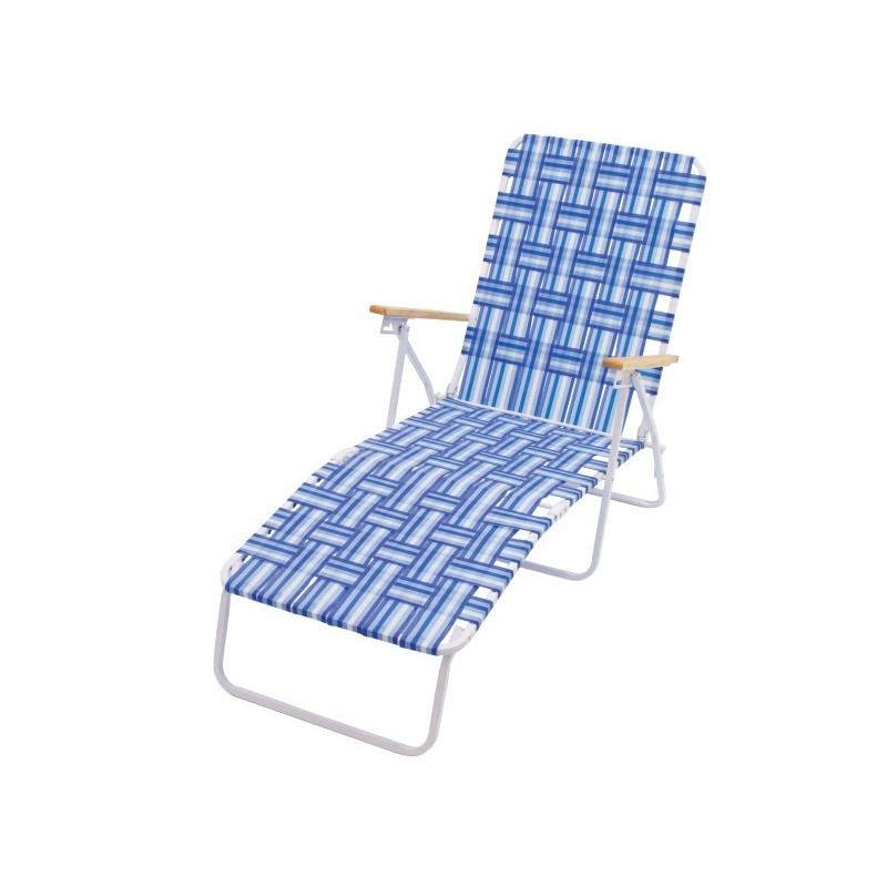 Rio Folding Web Chaise Lounge- Blue and White (BY405-0128-1)