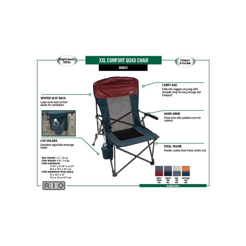 Rio New Hard Arm Quad Chair - Charcoal and Black (GRQC01-431-1)