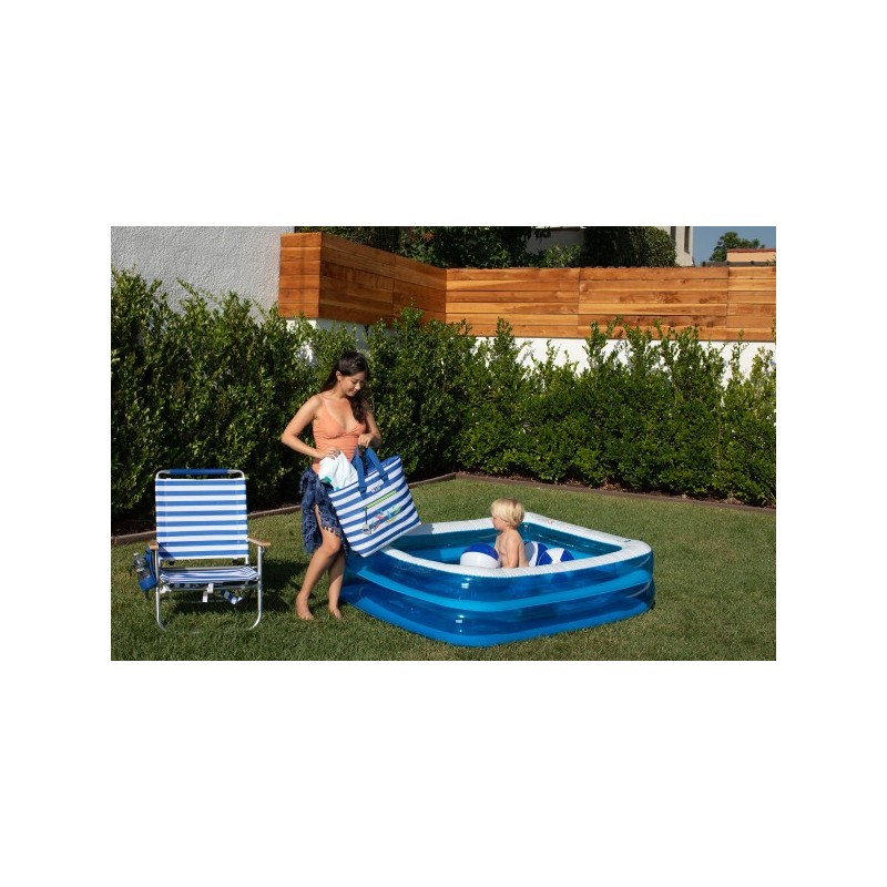 Rio Easy In-Easy Out Backpack Removable Tote Bag Chair - Blue/White Stripe (SC601RT-1915B202-1)