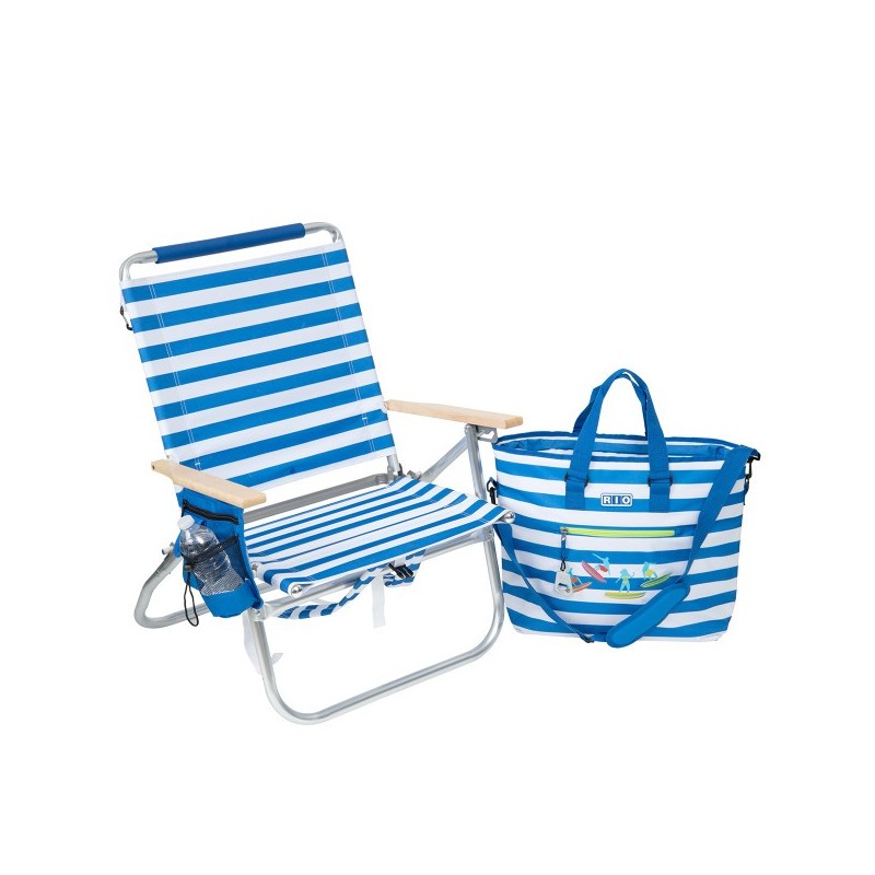 Rio Easy In-Easy Out Backpack Removable Tote Bag Chair - Blue/White Stripe (SC601RT-1915B202-1)