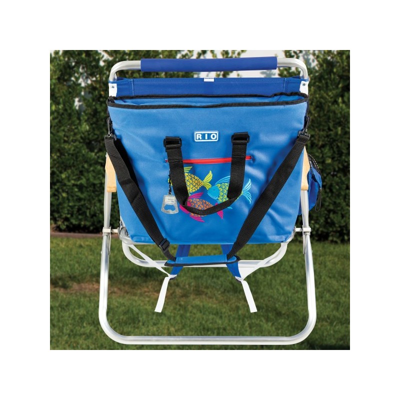 Rio Easy In-Easy Out Backpack Removable Tote Bag Chair - Blue and White (SC601RT-46B204-1)