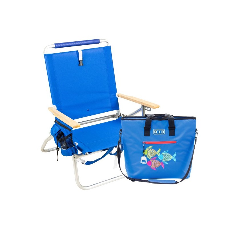 Rio Easy In-Easy Out Backpack Removable Tote Bag Chair - Blue and White (SC601RT-46B204-1)