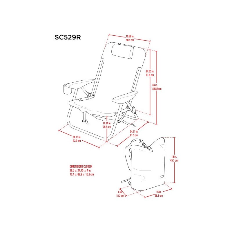 Rio Lace-Up Backpack Beach Chair with Removable Pouch - Blue (SC529R-46-1