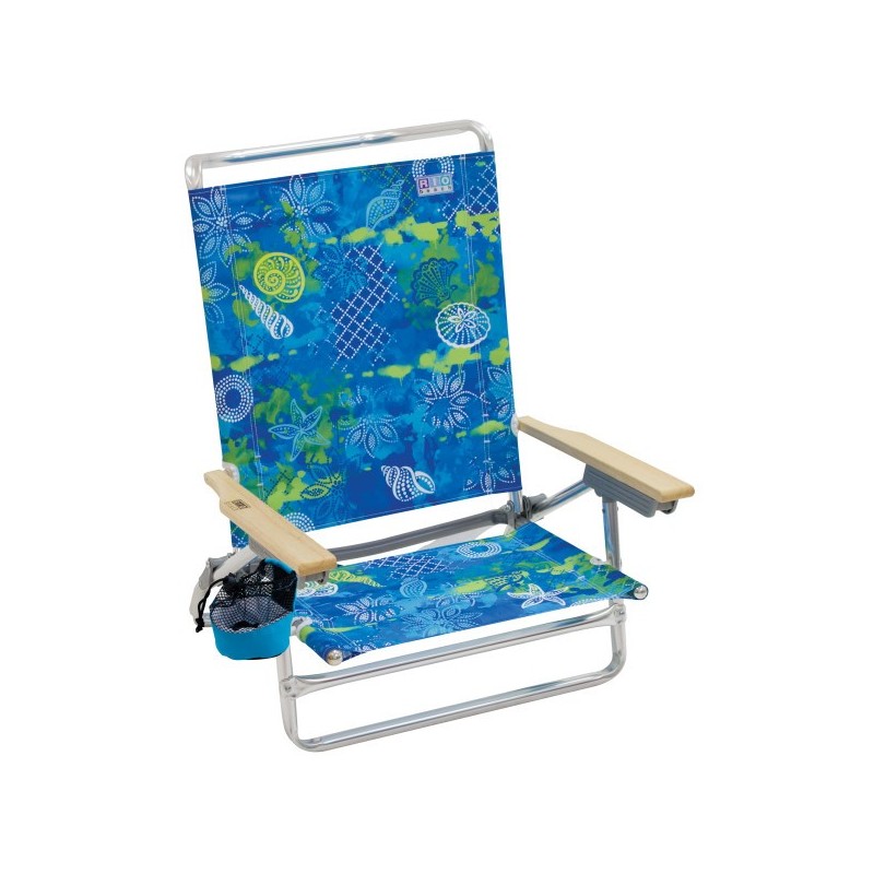 Rio Beach Classic  5-Position Lay-Flat Beach Chair - Blue Green Print (SC592-905-1)