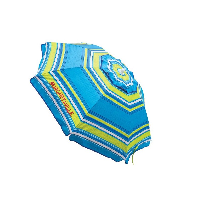 Margaritaville 6' Beach Umbrella with Built-In Sand Anchor - Blue Green Stripe (UB79MV-504-1)