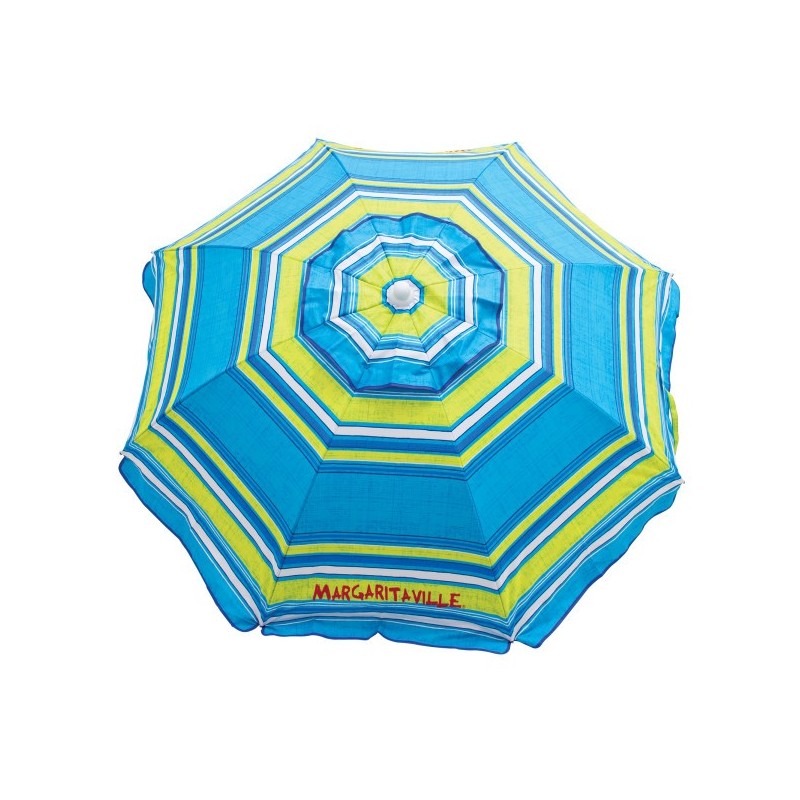 Margaritaville 6' Beach Umbrella with Built-In Sand Anchor - Blue Green Stripe (UB79MV-504-1)