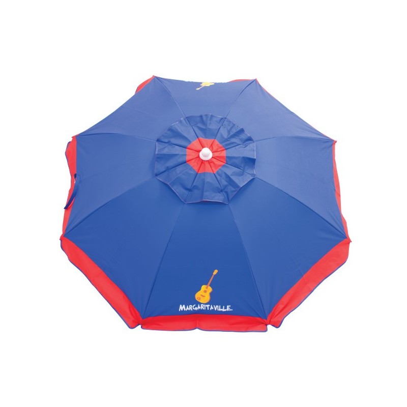 Margaritaville 6' Beach Umbrella with Built-In Sand Anchor - Blue with Red Border (UB79MV-506-1)