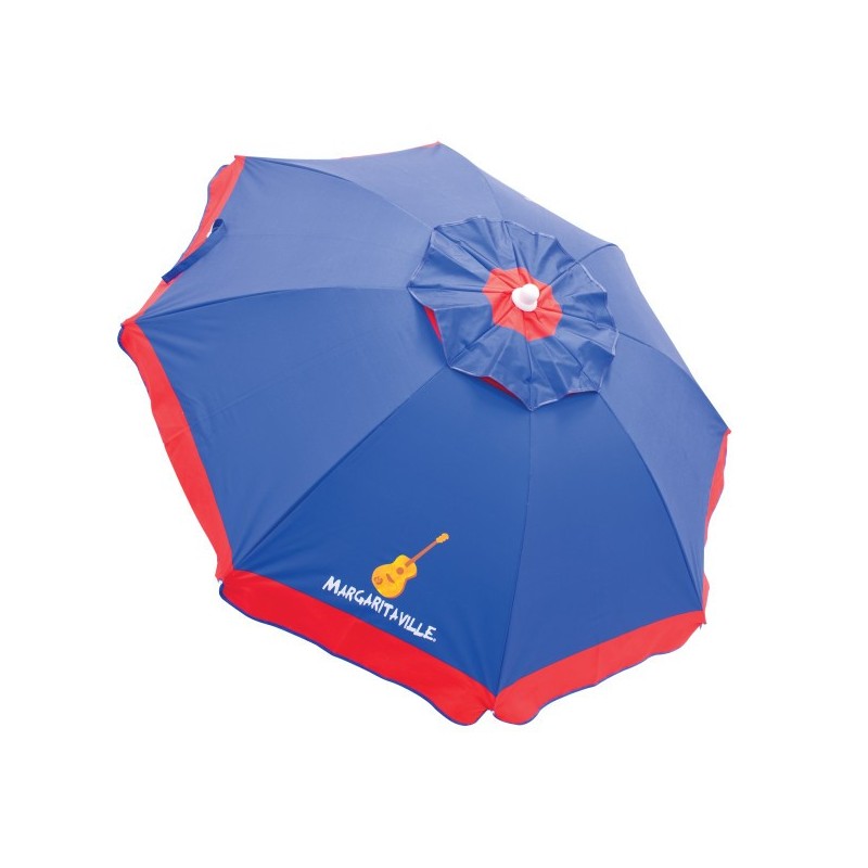Margaritaville 6' Beach Umbrella with Built-In Sand Anchor - Blue with Red Border (UB79MV-506-1)
