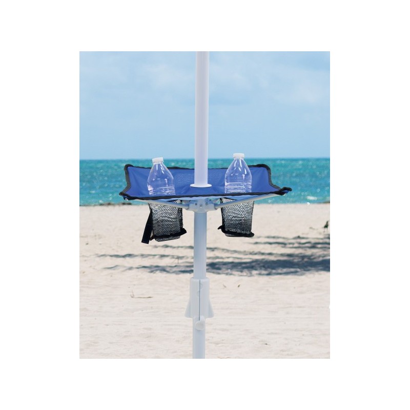 Margaritaville 7' Beach Umbrella with Built-In Sand Anchor and Fold-Out Table - Stripes (UBT723-2019-1)