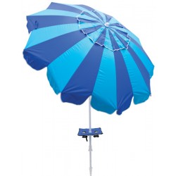 Margaritaville 7' Beach Umbrella with Built-In Sand Anchor and Fold-Out Table - Stripes (UBT723-2019-1)