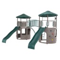 Lifetime Double Adventure Tower Swing Set w/ Bridge - Earthtone (90971)