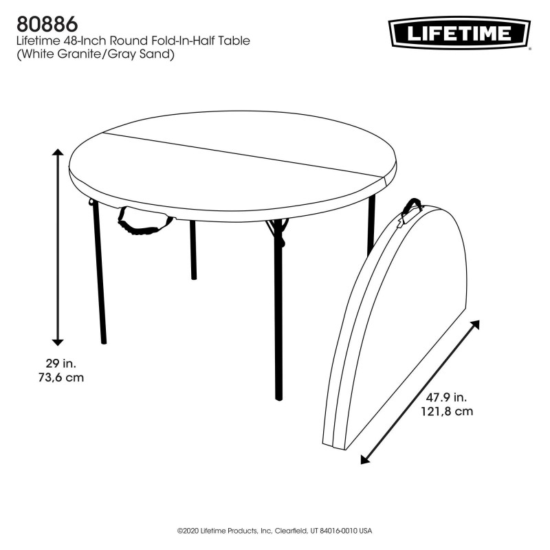 Lifetime 48-inch Round Fold-In-Half Table 2 pack - White Granite (80886)