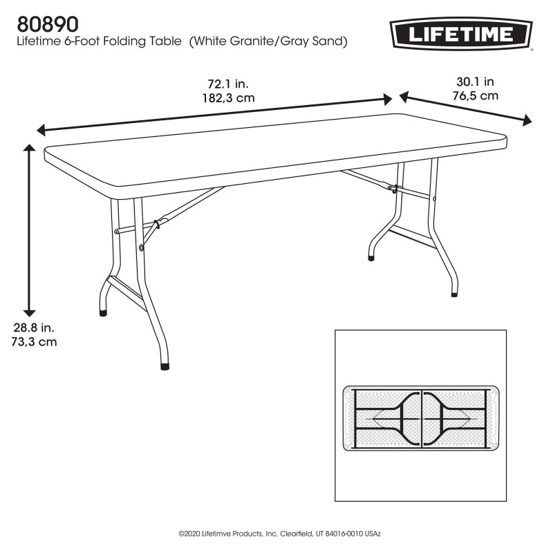 Lifetime 6-foot Folding Table 2 pack - White Granite (80890)