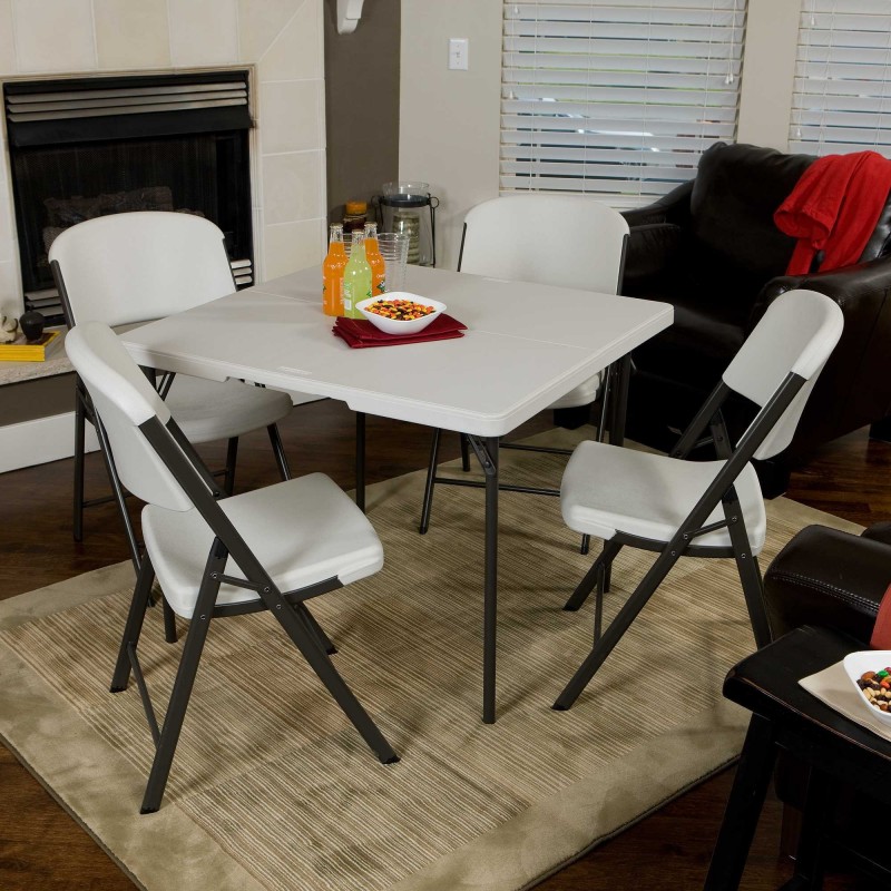 Lifetime 37-inch Square Fold-In-Half Table 2 pack - White Granite (80884)