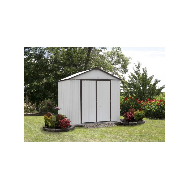 Arrow 8x7 Ezee Storage Shed Kit - High Gable, 72 In Walls, Vents - Cream & Charcoal (EZ8772HVCRCC)