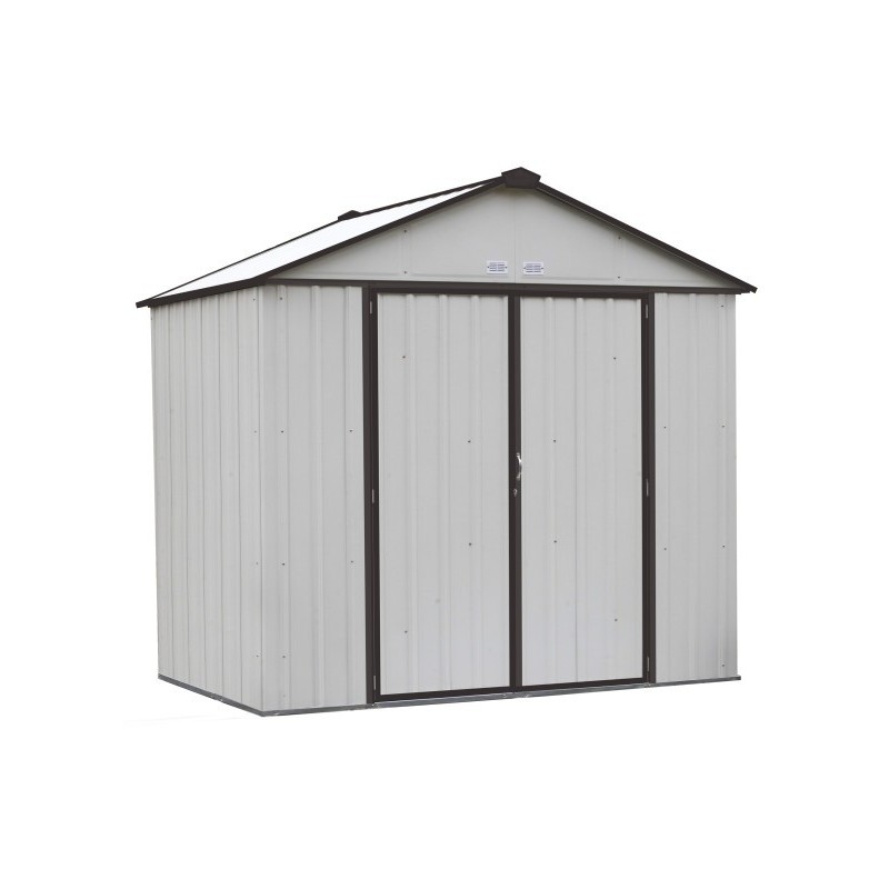 Arrow 8x7 Ezee Storage Shed Kit - High Gable, 72 In Walls, Vents - Cream & Charcoal (EZ8772HVCRCC)