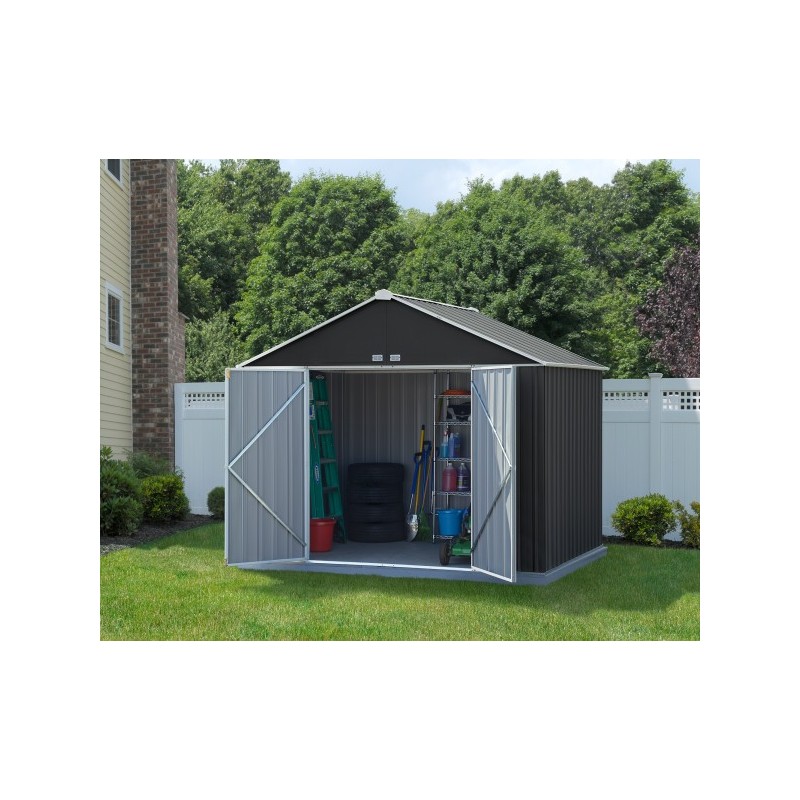 Arrow 10x8 Ezee Storage Shed Kit - Extra High Gable, 72 in Walls, Vents, Charcoal & Cream - (EZ10872HVCCCR)
