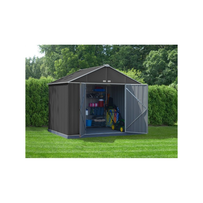 Arrow 10x8 Ezee Storage Shed Kit - Extra High Gable, 72 in Walls, Vents, Charcoal & Cream - (EZ10872HVCCCR)