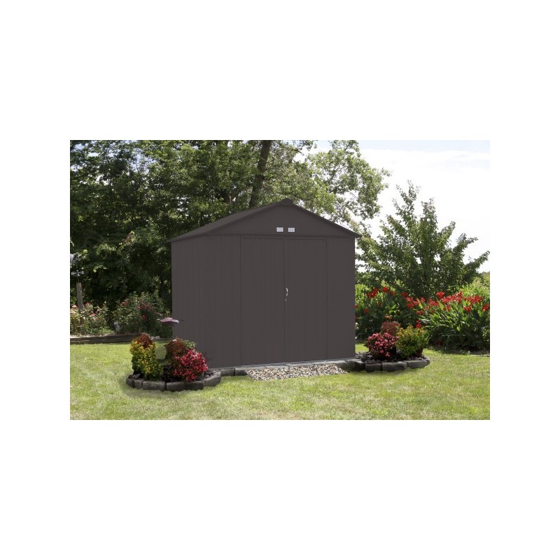 Arrow 8x7 Ezee Storage Shed Kit - High Gable, 72 In Walls, Vents - Charcoal (EZ8772HVCC)