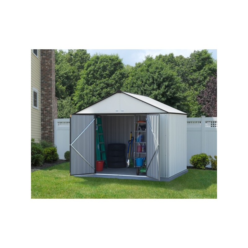 Arrow 10x8 Ezee Storage Shed Kit - Extra High Gable, 72 in Walls, Vents, Cream & Charcoal - (EZ10872HVCRCC)