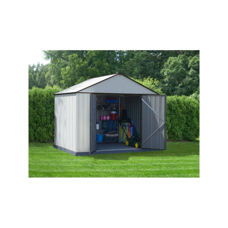 Arrow 10x8 Ezee Storage Shed Kit - Extra High Gable, 72 in Walls, Vents, Cream & Charcoal - (EZ10872HVCRCC)