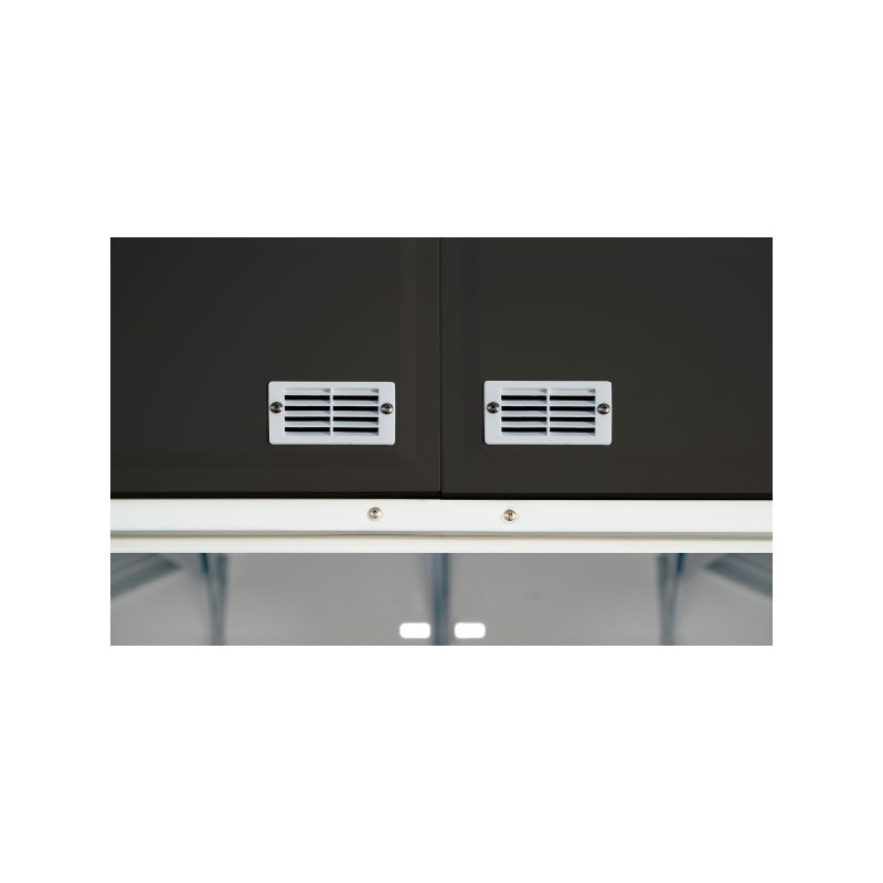 Arrow 8x7 Ezee Storage Shed Kit - High Gable, 72 In Walls, Vents - Charcoal & Cream (EZ8772HVCCCR)