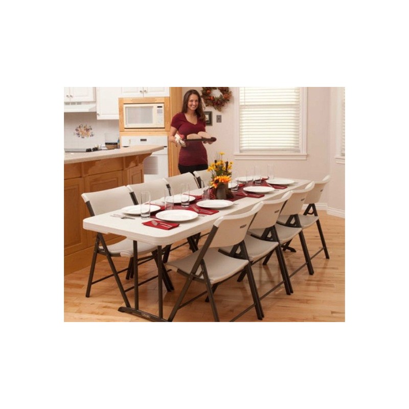 Lifetime 8 ft. Commercial Fold-In-Half Table with Handle - Almond (80175)