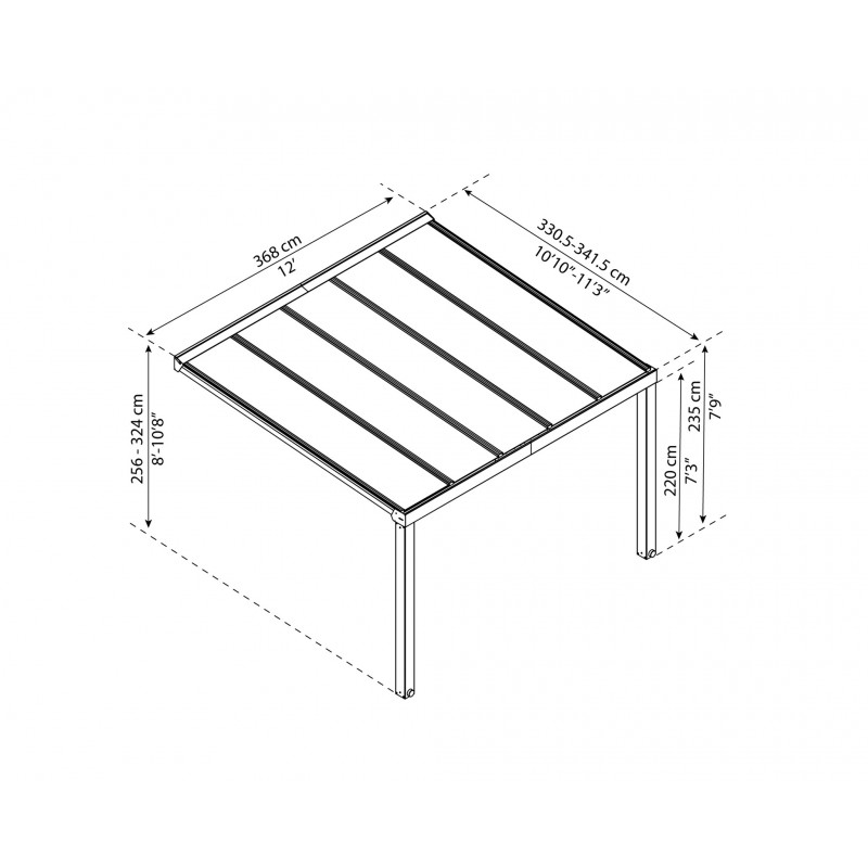 Palram 11x12 Stockholm Patio Cover - Gray/Clear (HG9451)