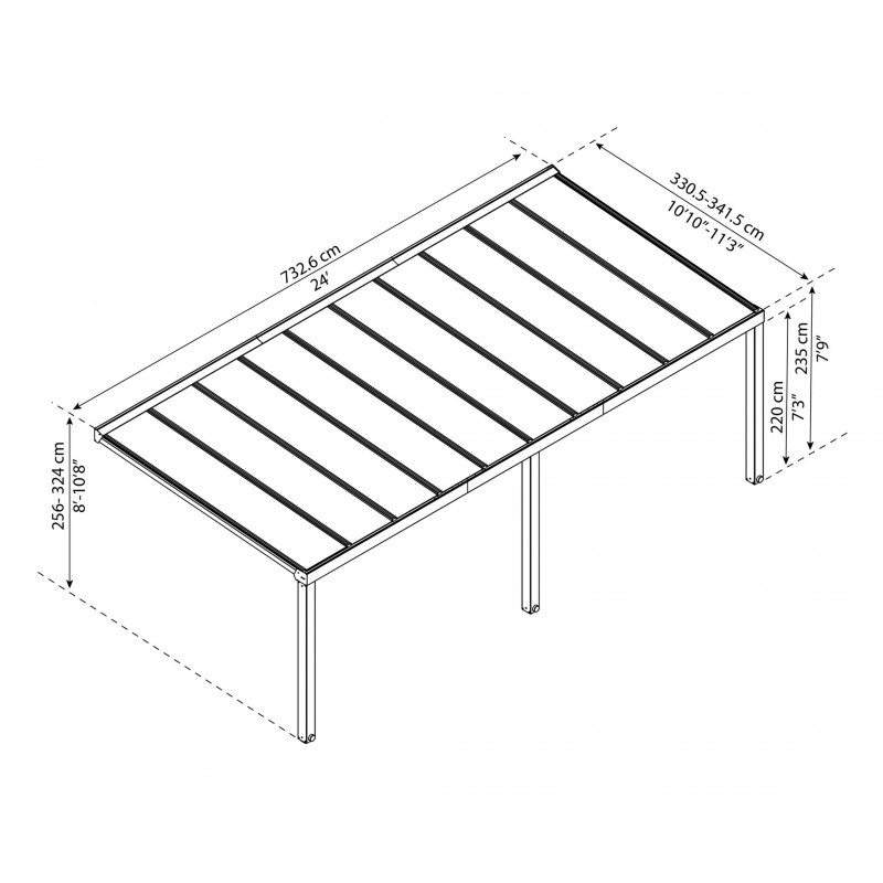 Palram 11x24 Stockholm Patio Cover Kit - Gray/Clear (HG9463)