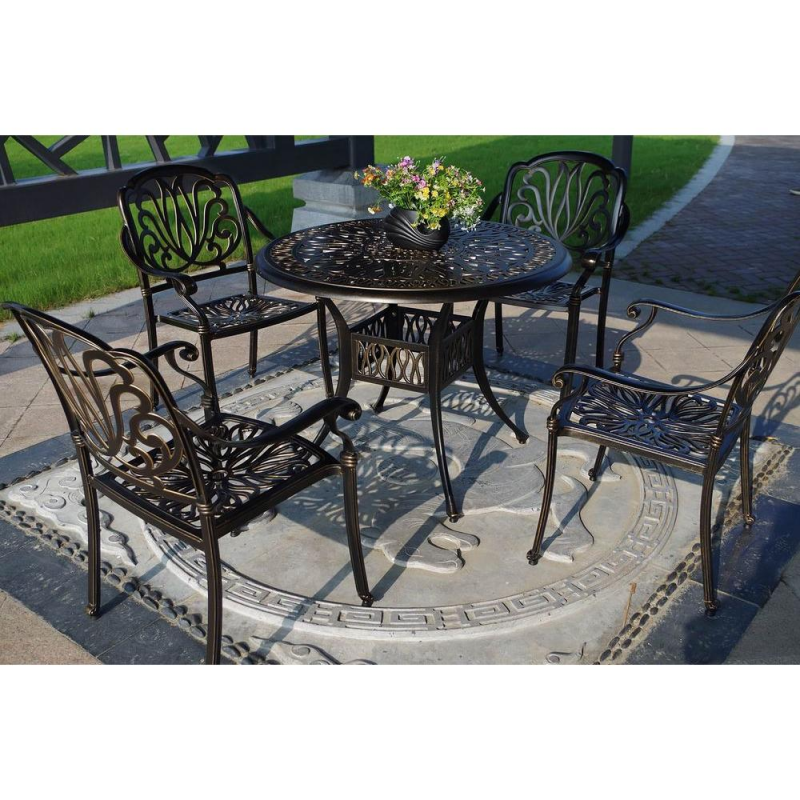Royal Isle 5-Piece Dining Set - Golden Bronze Finish (NU2051GB)