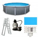 Martinique 27' Round 52-in Steel with 7-in Top Rail Pool Package (NB2615-PKG)