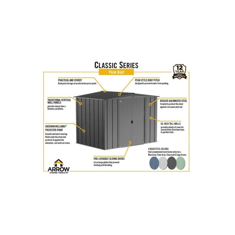 Arrow 6x5 Classic Steel Storage Shed Kit - Sage Green (CLG65SG)