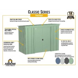 Arrow 8x4 Classic Steel Storage Shed Kit - Sage Green (CLP84SG)