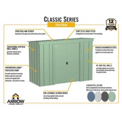 Arrow 10x4 Classic Steel Storage Shed Kit - Sage Green (CLP104SG)