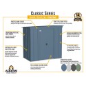 Arrow 6x4 Classic Steel Storage Shed Kit - Blue Grey (CLP64BG)