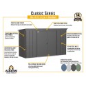 Arrow 10x4 Classic Steel Storage Shed Kit - Charcoal (CLP104CC)