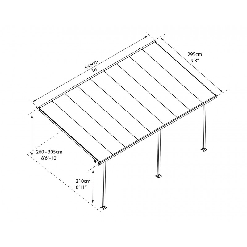 Palram 10x18 Feria Patio Cover Kit - Gray (HG9418)
